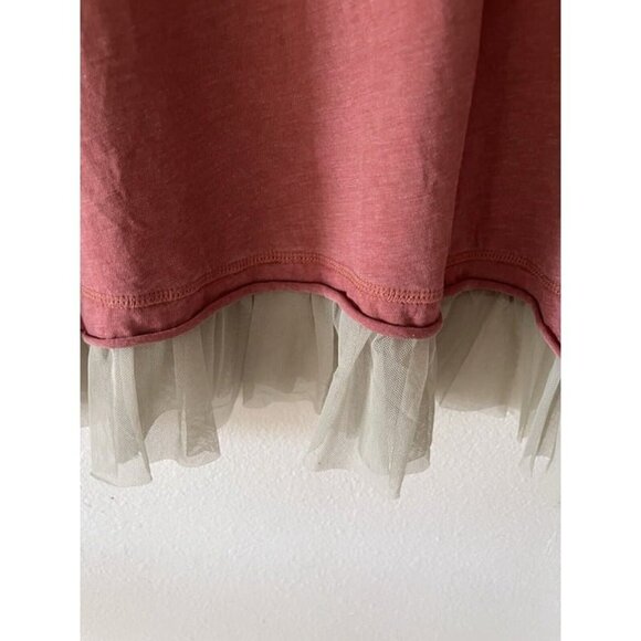 LOGO Lori Goldstein Jersey Fairy Top Raw Edge & Ruffle Light Rust XL Casual NEW - Picture 7 of 8